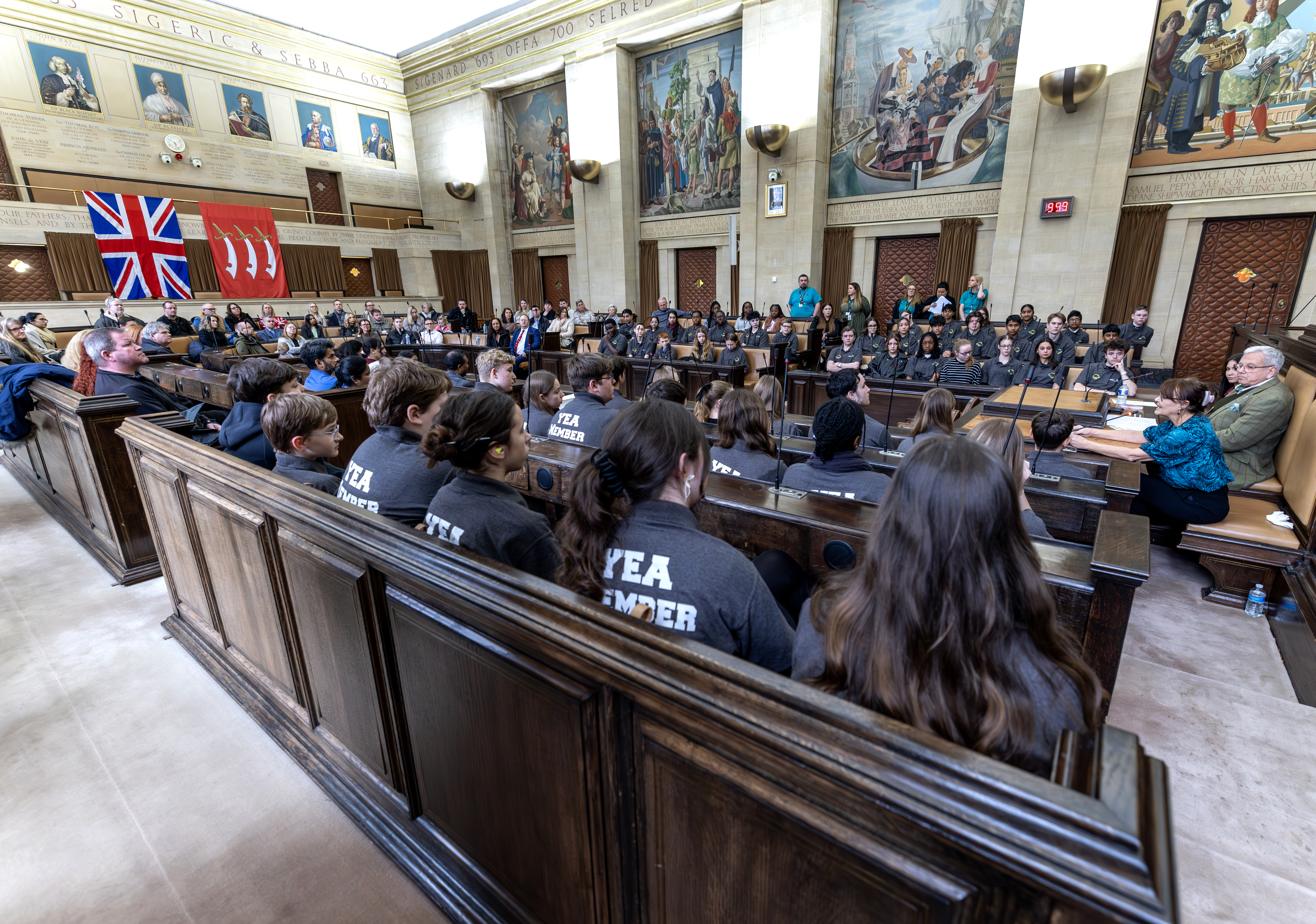 YEA members and their parents in the Council chambers
